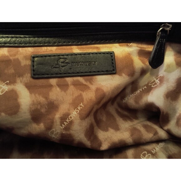 B.MAKOWSKY Large Black Leather Satchel Bag Purse  12 in X 9 in - Picture 10 of 10